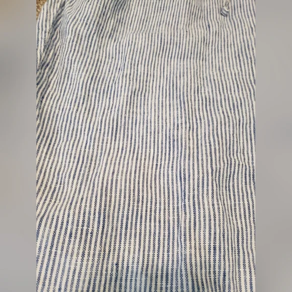 Talbots 100% Linen Pants Size 16W Blue and White Stripe - Picture 3 of 10
